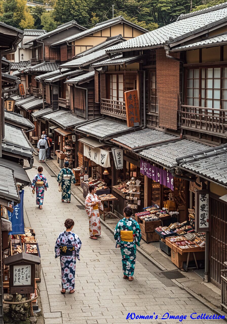 日本の伝統と現代が交差する街並み:美しい古き良き商店街の風景 1 batch image fx 49 日本の街並