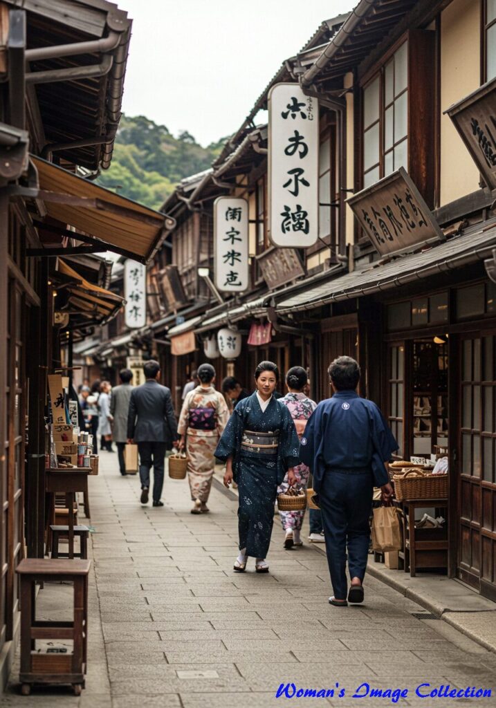 日本の伝統と現代が交差する街並み:美しい古き良き商店街の風景 4 batch image fx 51 日本の街並
