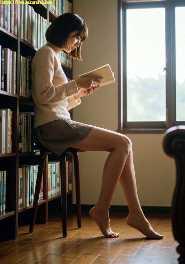 図書室の午後、彼女はまだページをめくっている」──静けさに包まれた、物語の呼吸。 12 20250502 3 10 プリーツスカート