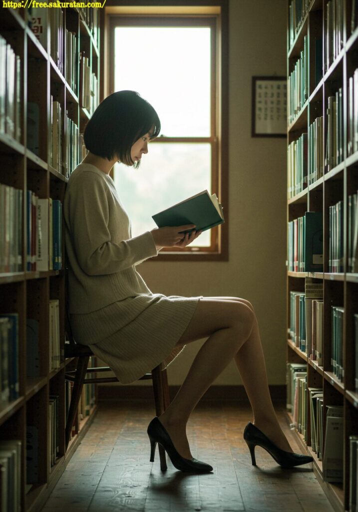 図書室の午後、彼女はまだページをめくっている」──静けさに包まれた、物語の呼吸。 4 20250502 3 2 プリーツスカート