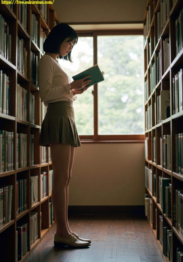 図書室の午後、彼女はまだページをめくっている」──静けさに包まれた、物語の呼吸。 5 20250502 3 3 プリーツスカート