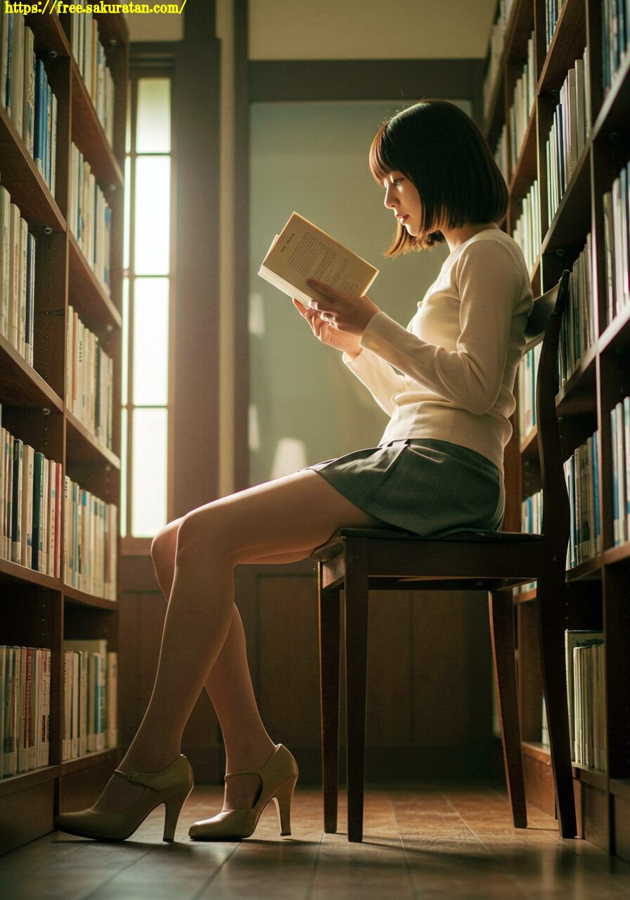 図書室の午後、彼女はまだページをめくっている」──静けさに包まれた、物語の呼吸。 1 20250502 3 4 プリーツスカート