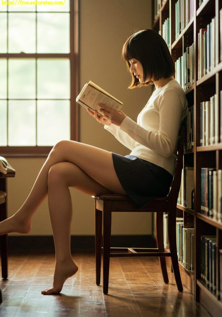 図書室の午後、彼女はまだページをめくっている」──静けさに包まれた、物語の呼吸。 11 20250502 3 9 プリーツスカート