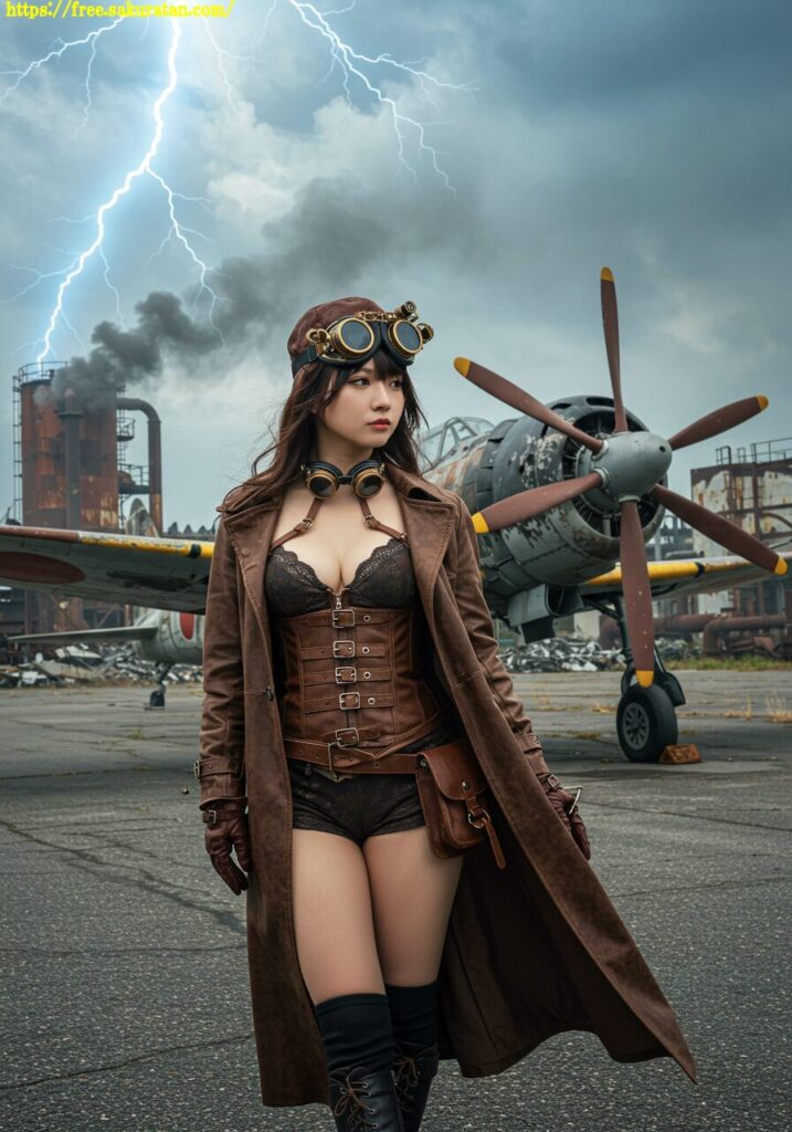 錆びた空と機械仕掛けの彼女──廃墟滑走路の午後 12 20250510 1 155 スチームパンク