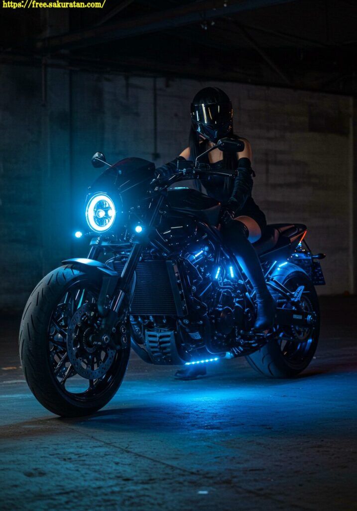 驚異のビジュアルアート。光る眼を持つバイクとクールモデルが最高にキマってる! 7 Image fx 2025 05 21T204140.946 ショートパンツ