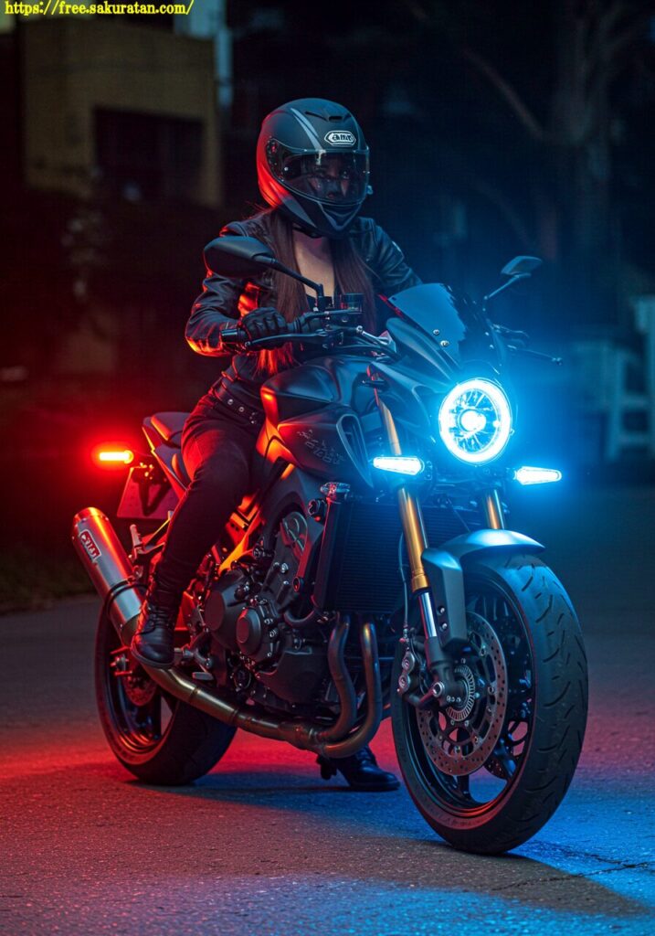 驚異のビジュアルアート。光る眼を持つバイクとクールモデルが最高にキマってる! 10 Image fx 2025 05 21T204909.824 ショートパンツ