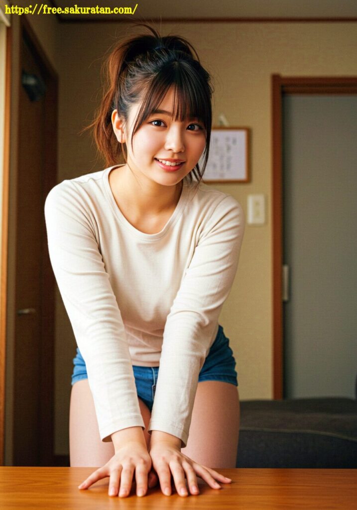 【まるで本物】柔らかな午後の日差しが似合う彼女。自然体すぎてAIって気づける? 21 20250525 3 258 ショートパンツ